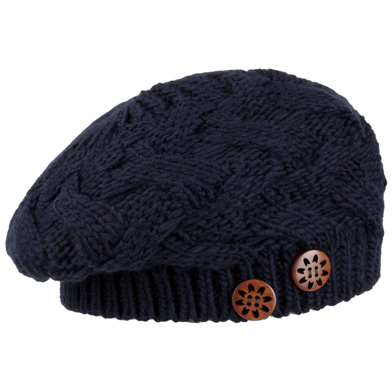 Lierys Women's Navy Jil Knit Beret With Buttons By