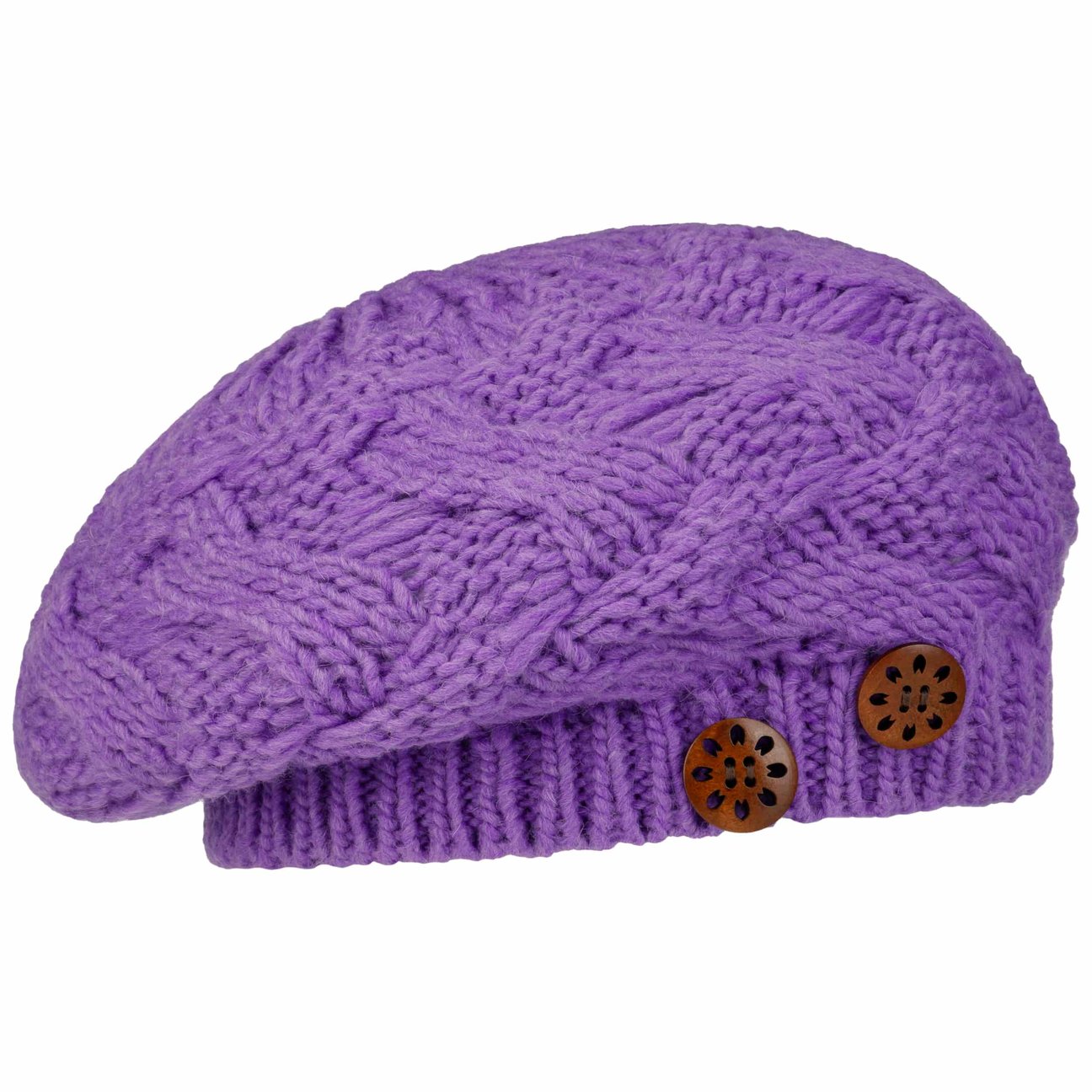 Lierys Women's Purple Jil Knit Beret With Buttons By