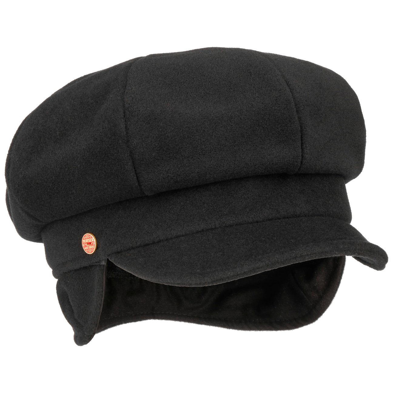 Mayser Girls Black Camilla Newsboy Cap With Ear Flaps By