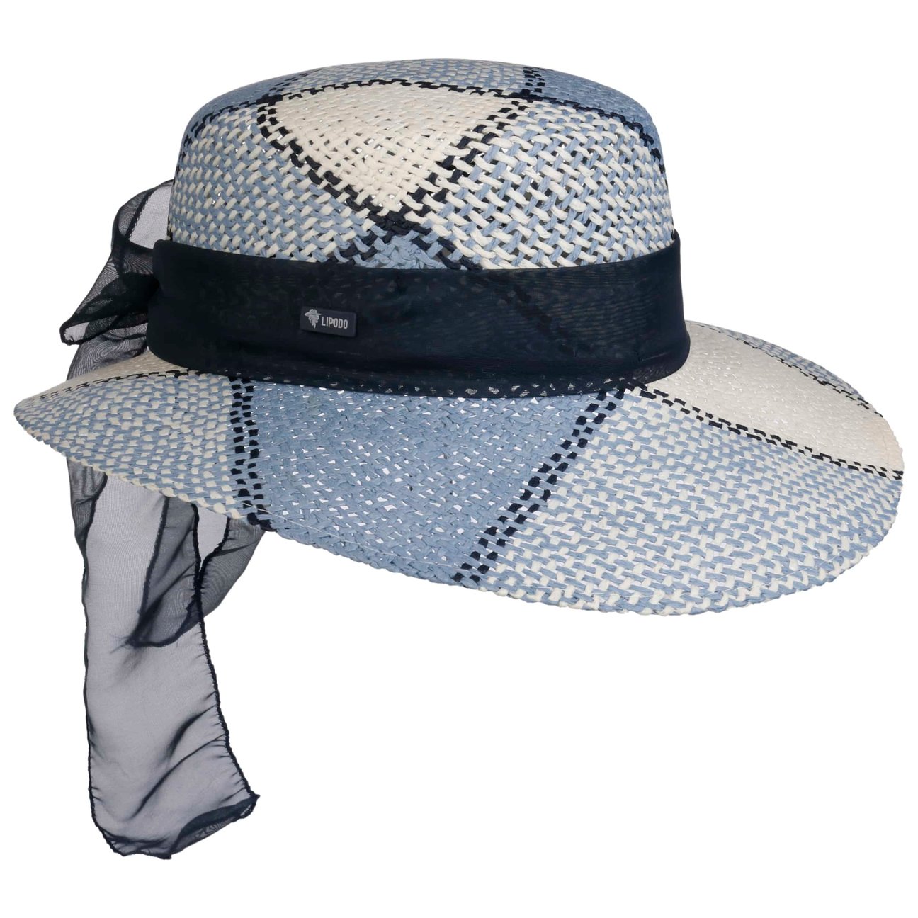 Lipodo Women's Blue Straw Hat With Cloth Band By