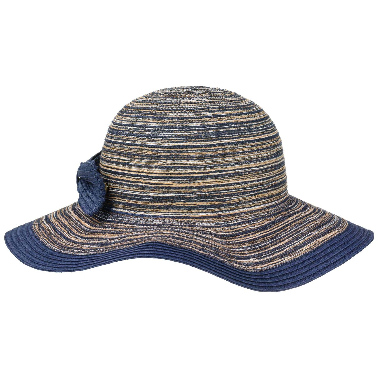 Lipodo Women's Navy Amina Stripes Floppy Hat By