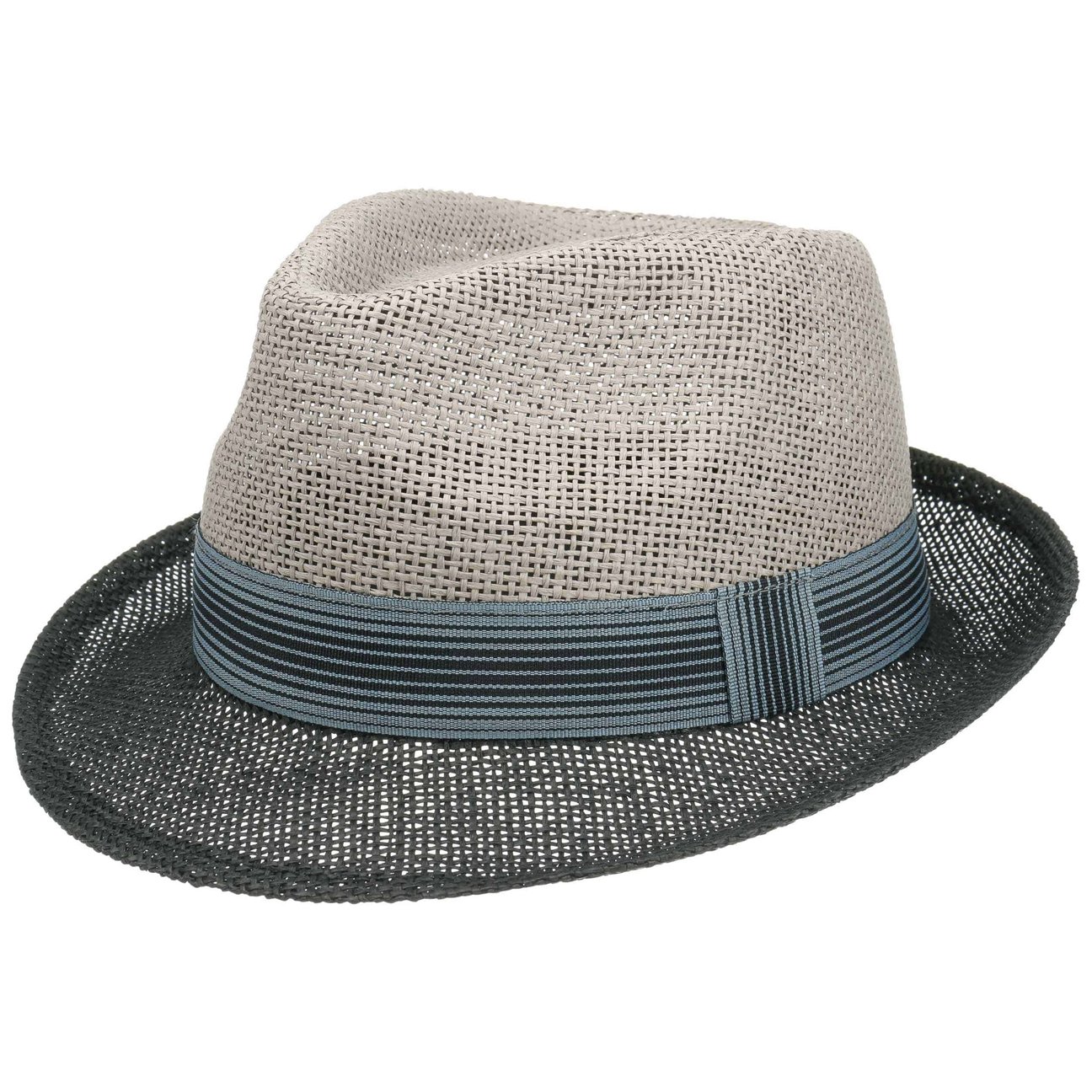 Lipodo Women's Black-Grey Twotone Trilby Straw Hat By