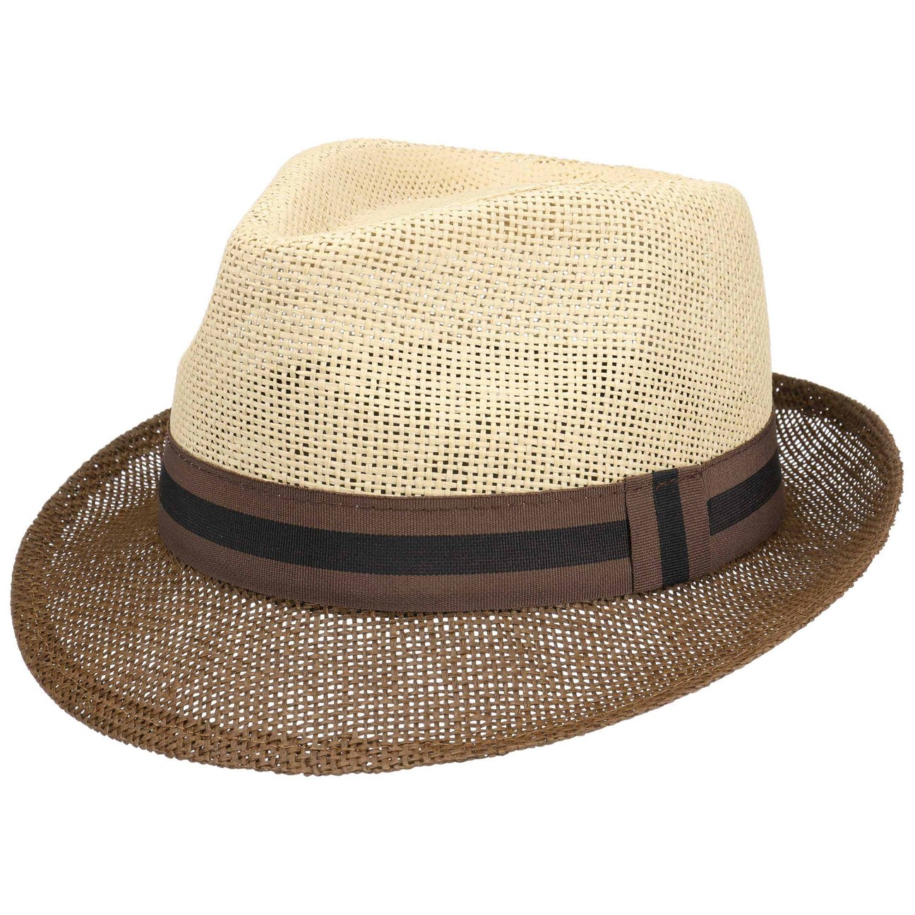 Lipodo Women's Nature-Brown Twotone Trilby Straw Hat By