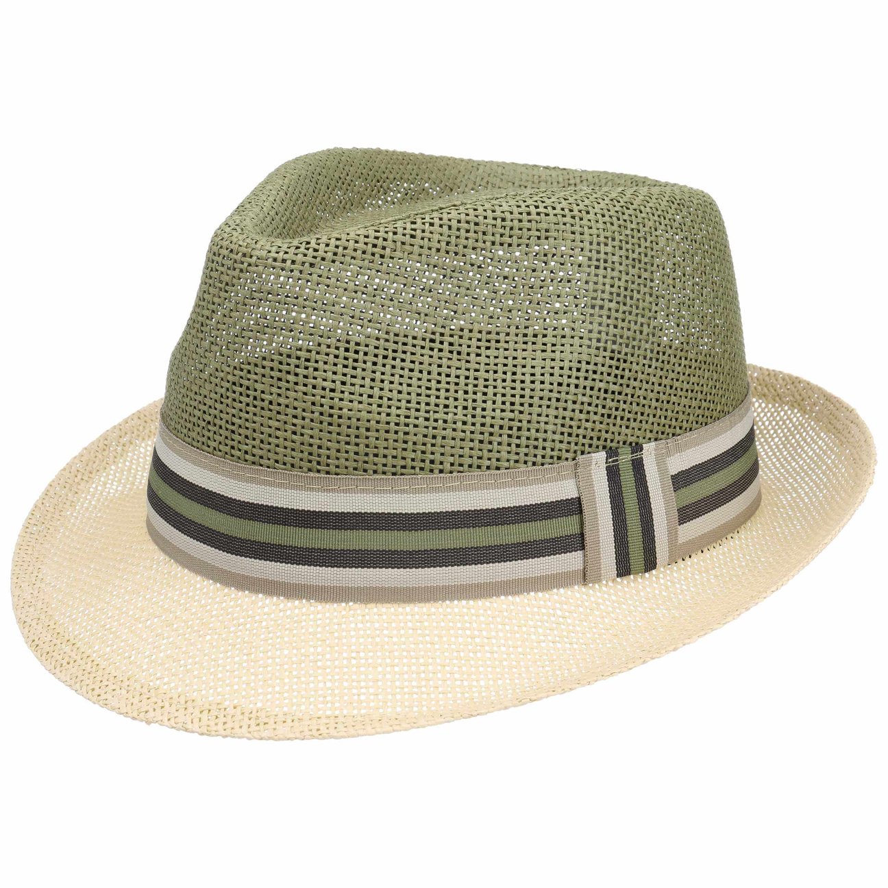 Lipodo Women's Nature-Green Twotone Trilby Straw Hat By