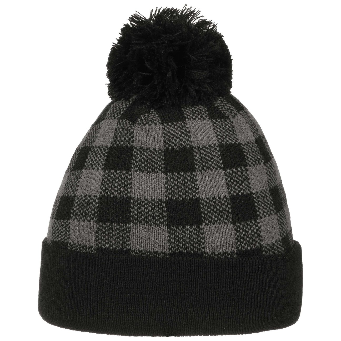 Hatshopping.co.uk Women's Grey Checked Beanie Bobble Hat