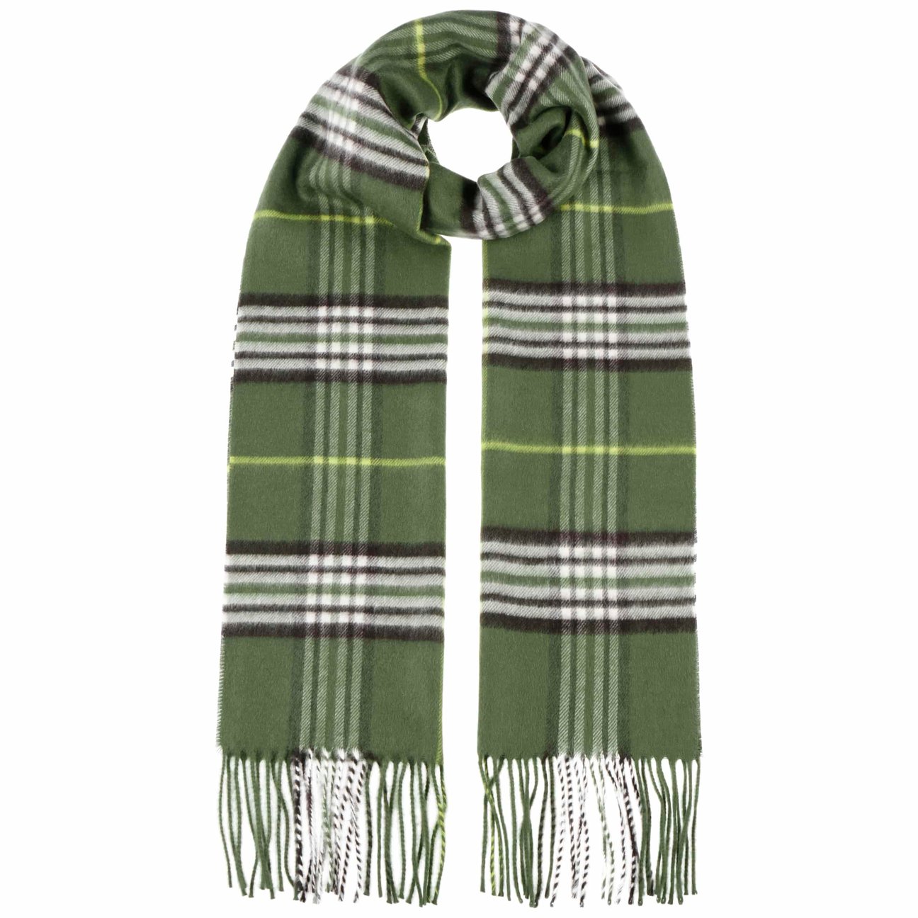 Lipodo Women's Olive Checked Cashmink Scarf By