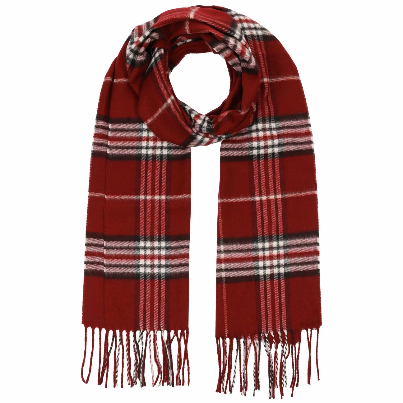 Lipodo Women's Dark Red Checked Cashmink Scarf By