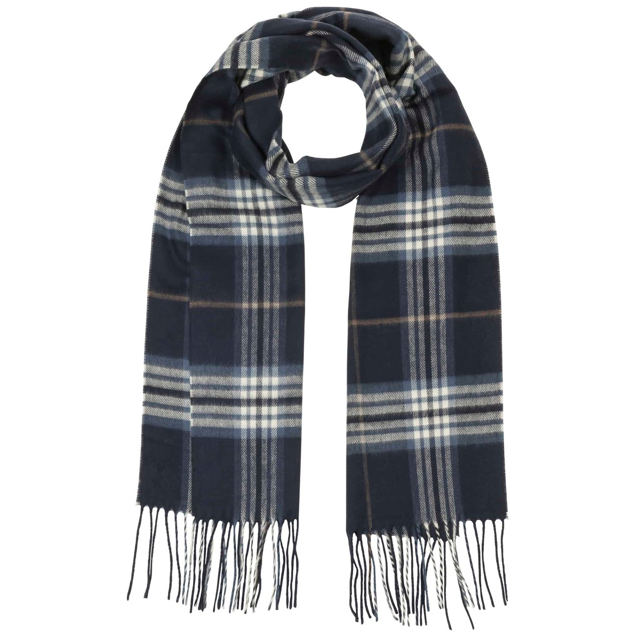 Lipodo Women's Navy Checked Cashmink Scarf By