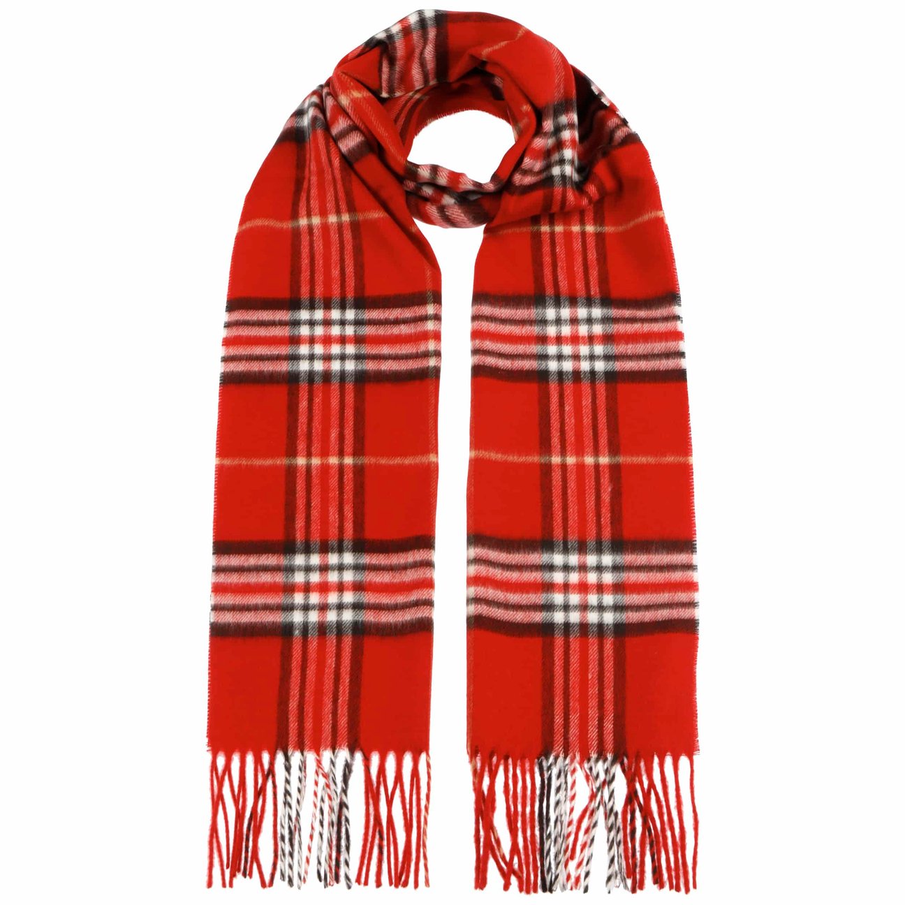 Lipodo Women's Red Checked Cashmink Scarf By