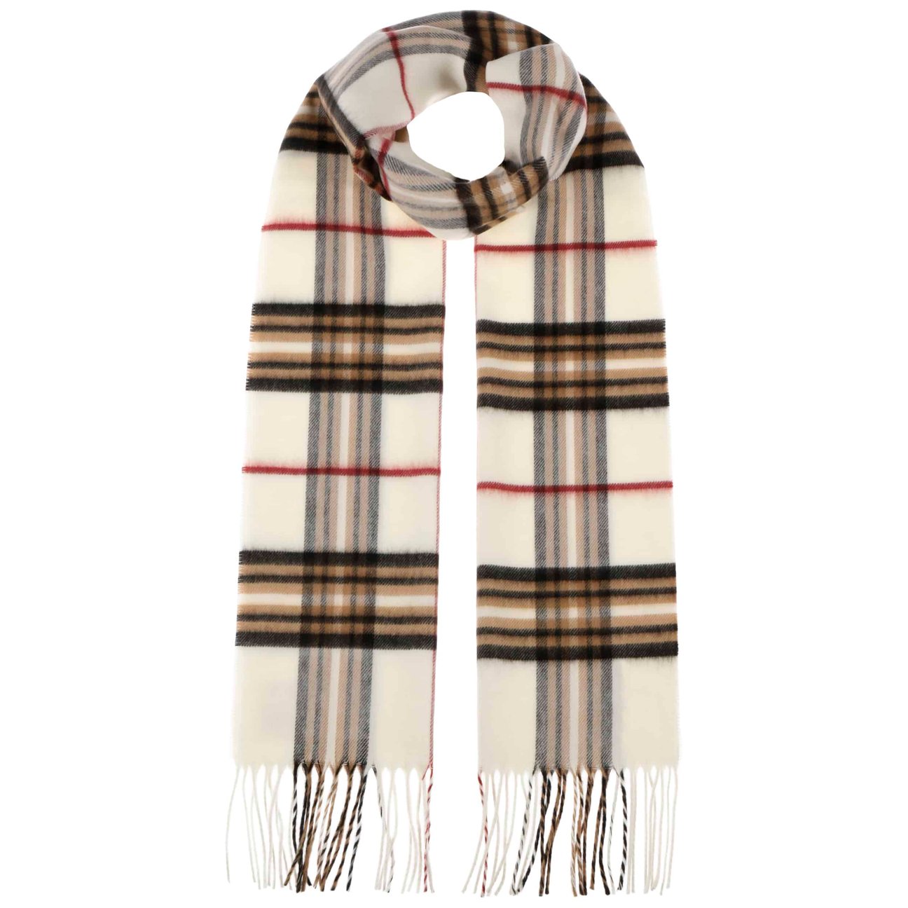 Lipodo Women's Cream White Checked Cashmink Scarf By