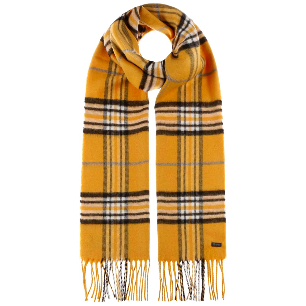 Lipodo Women's Yellow Checked Cashmink Scarf By