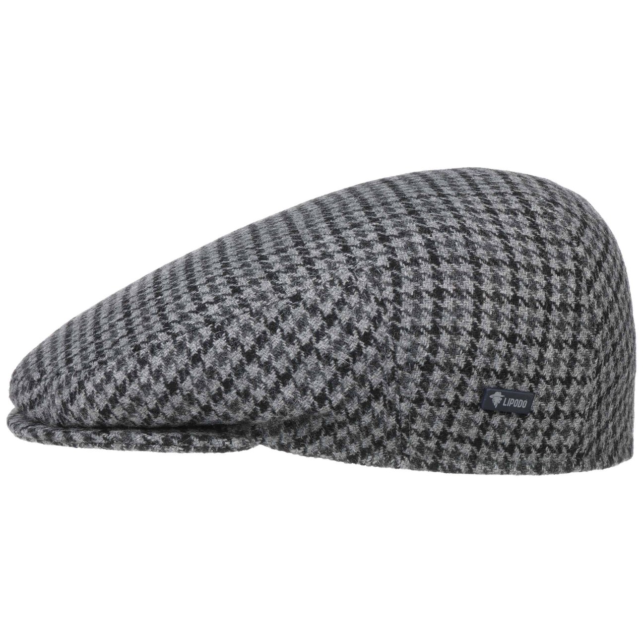 Lipodo Women's Grey-Black Inglese Classic Herringbone Flat Cap By