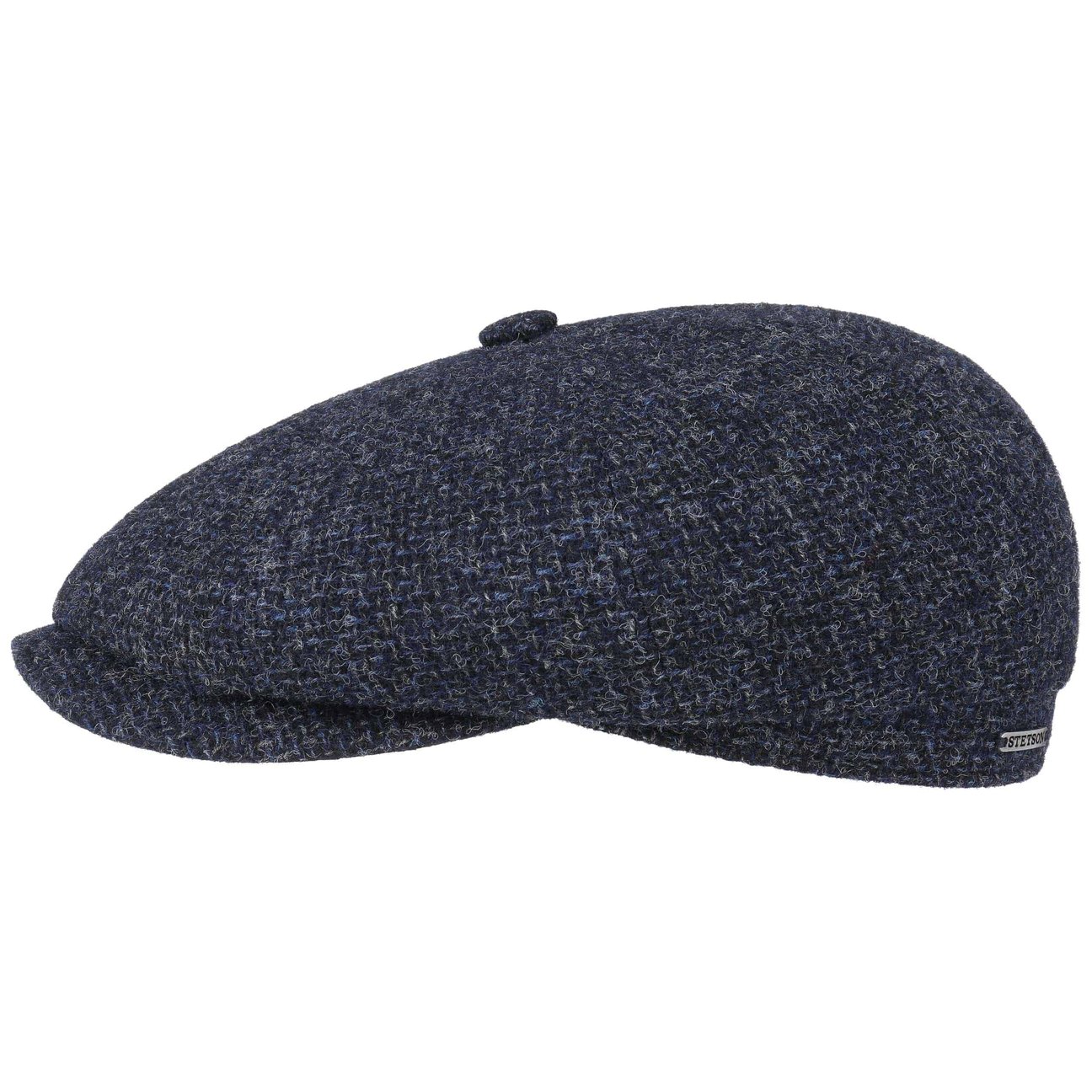 Stetson Navy Hatteras Shetland Wool Flat Cap By