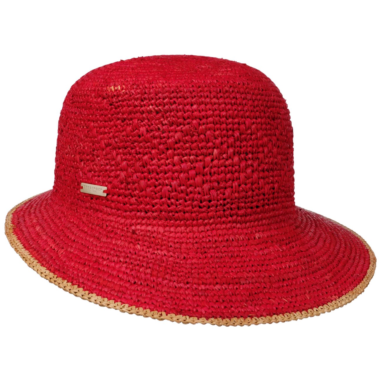 Seeberger Women's Nature-Red Jalima Raffia Straw Hat By