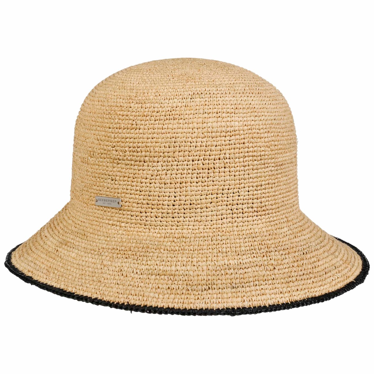 Seeberger Women's Nature-Black Eliza Raffia Straw Cloche Hat By
