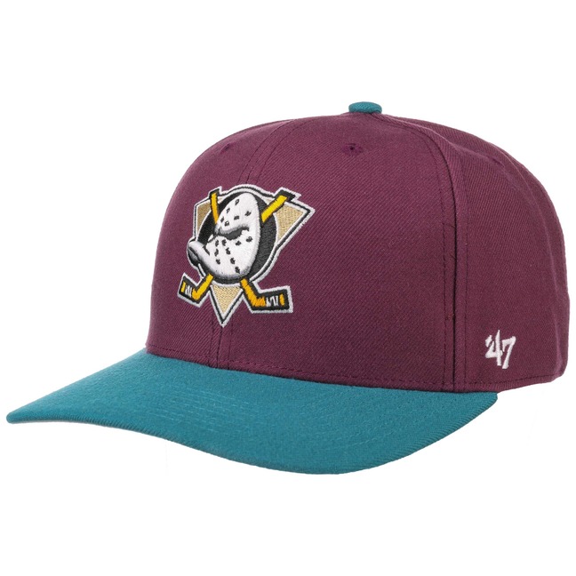 Mighty Ducks '47 Brand NHL Snapback Cap Hat Maroon Crown Teal Visor Re