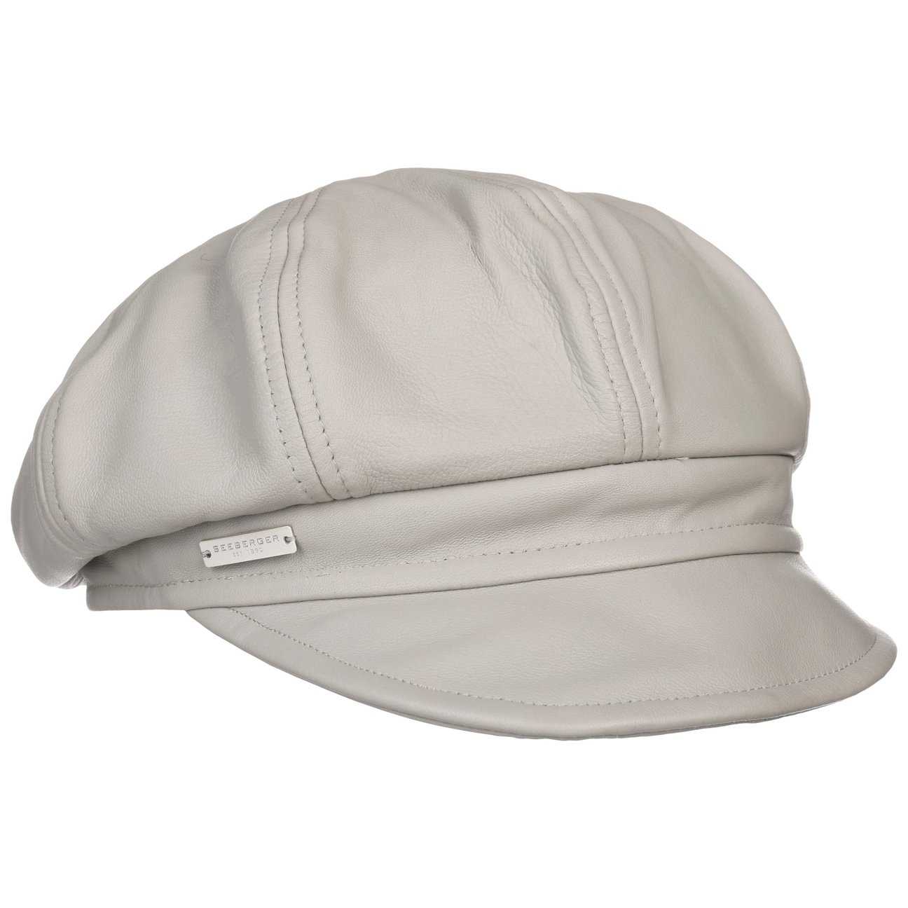 Seeberger Girls Light Grey Leather Newsboy Cap By