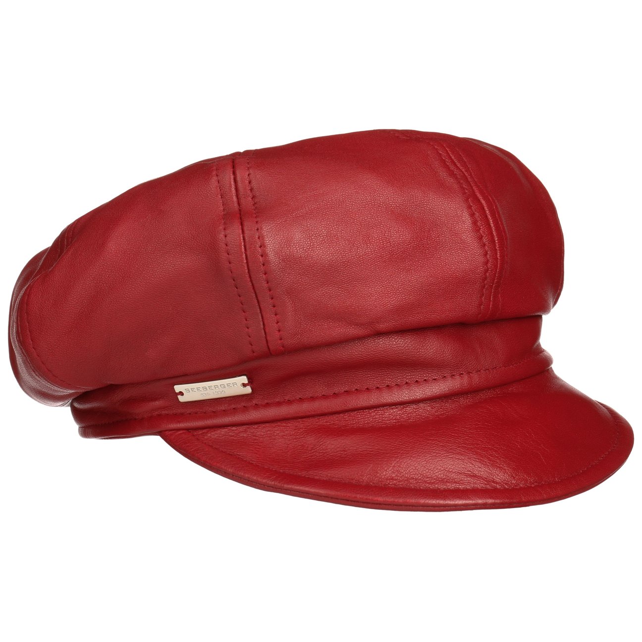 Seeberger Girls Red Leather Newsboy Cap By