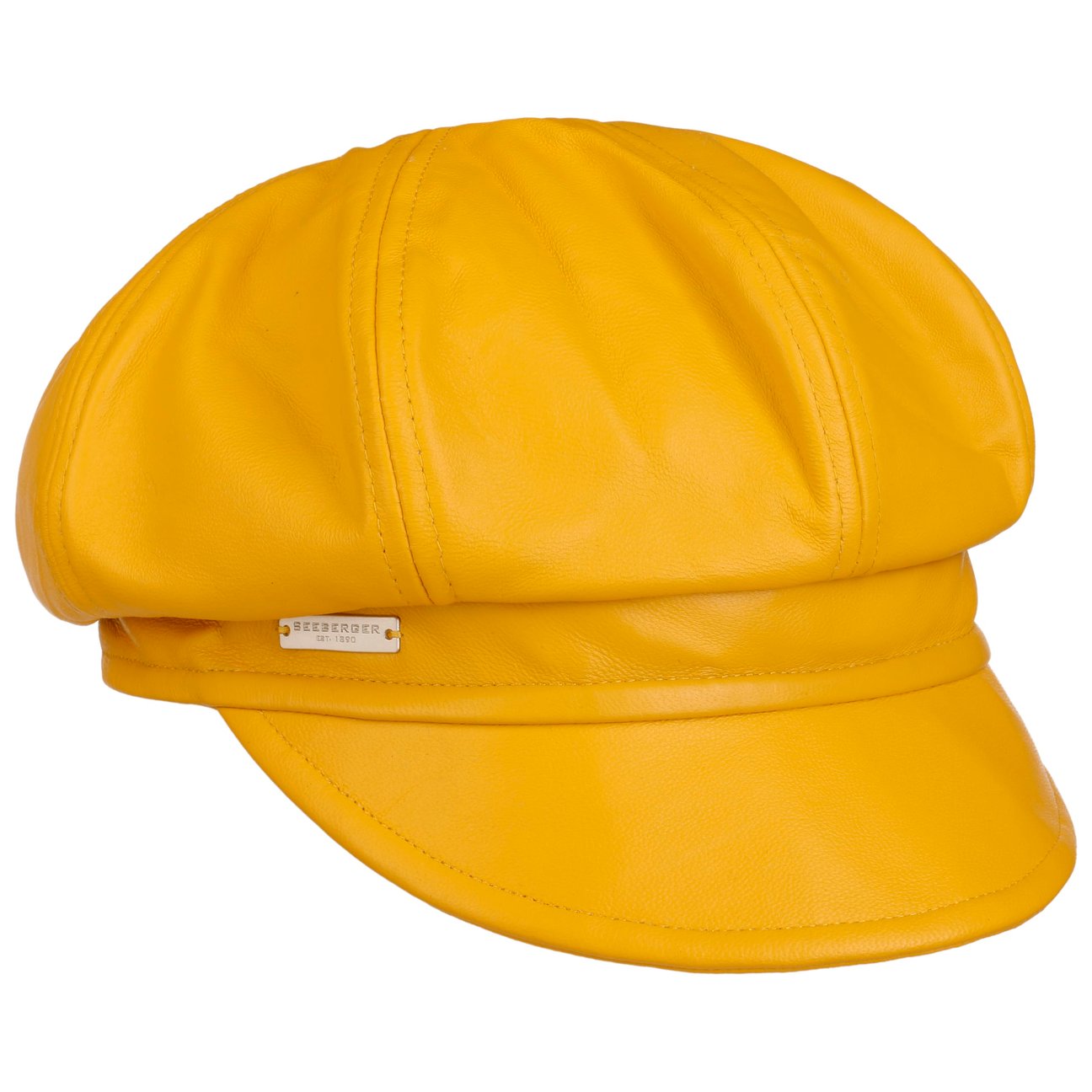 Seeberger Girls Yellow Leather Newsboy Cap By