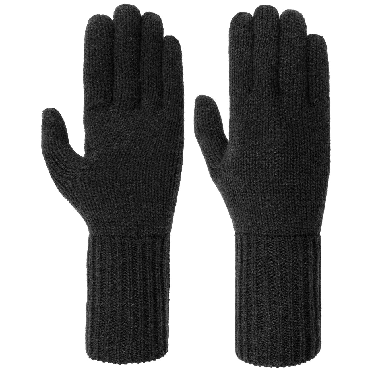 Seeberger Women's Black Fine Knit Full-Fingered Gloves By