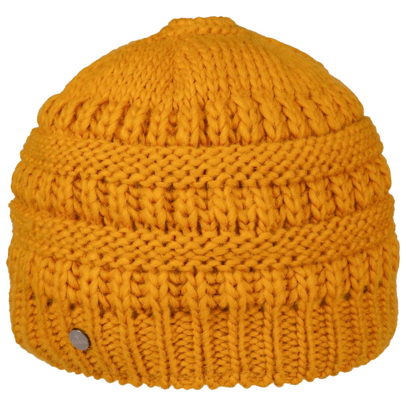 Lierys Women's Mustard Knit Alpaca Beanie With Ponytail Hole By