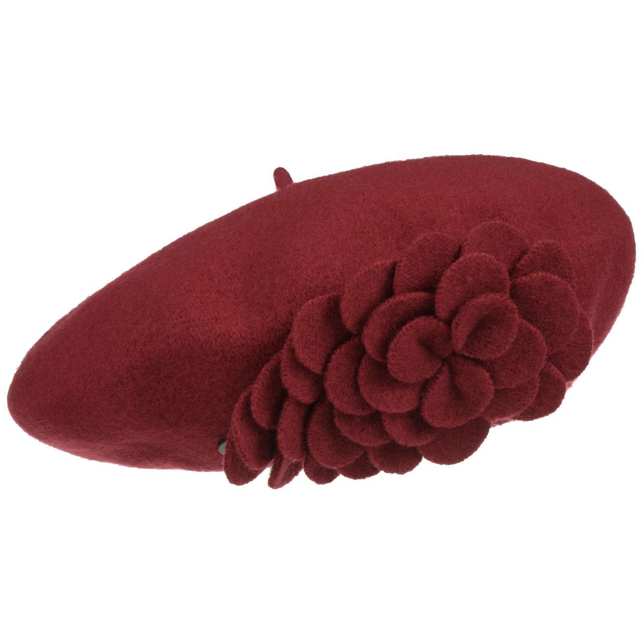 Lierys Women's Bordeaux Agris Flower Wool Basque Beret By