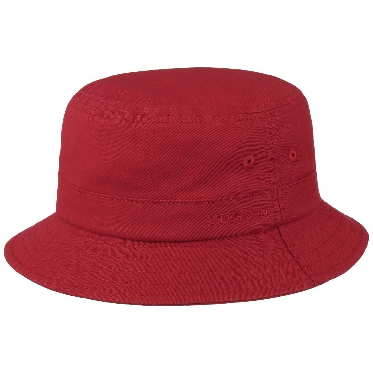 Stetson Unisex Red Twill Bucket Hat With Uv Protection By