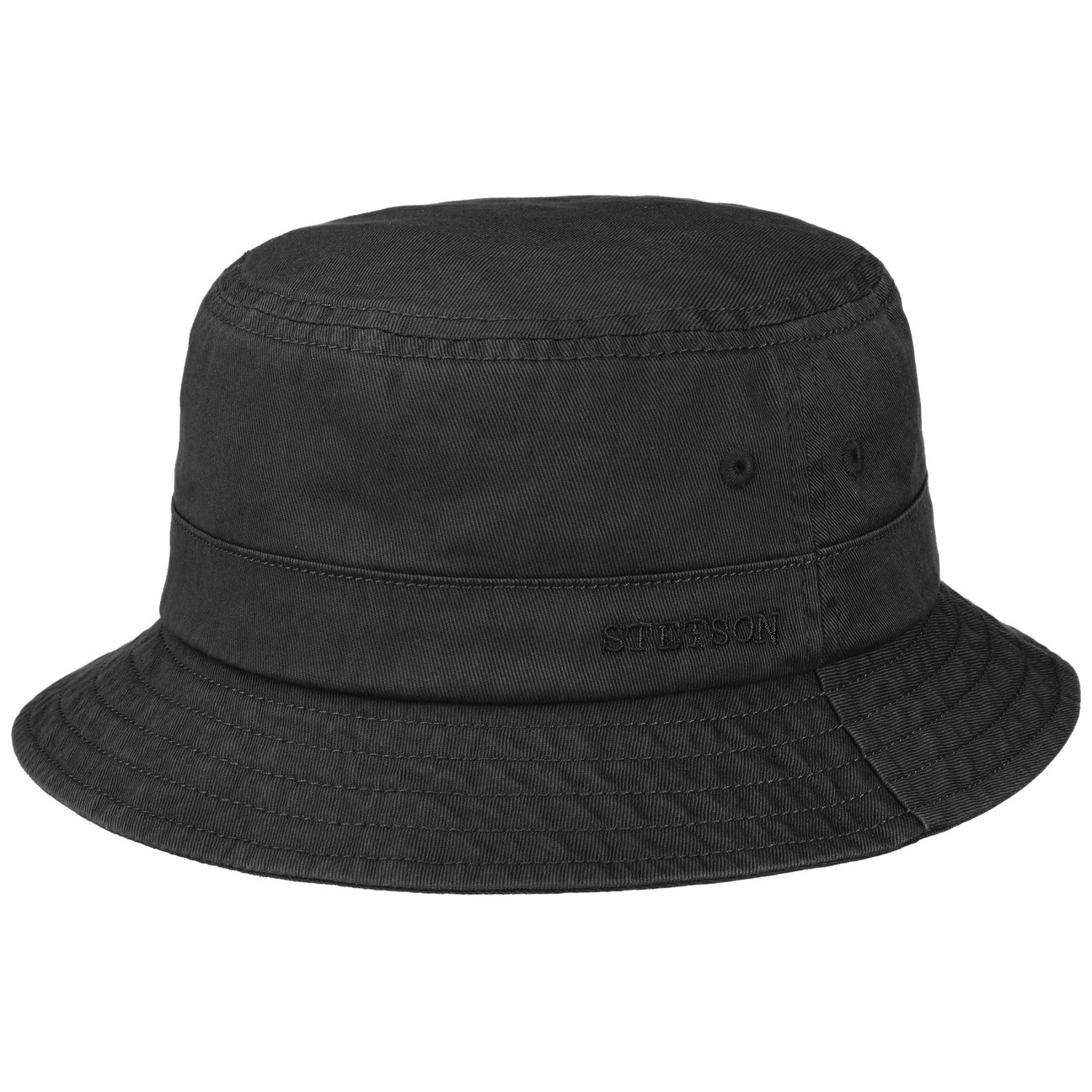 Stetson Unisex Black Twill Bucket Hat With Uv Protection By