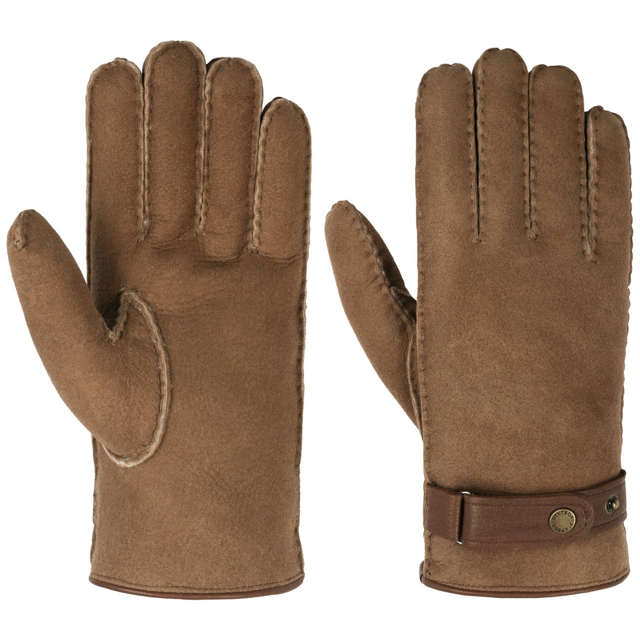Stetson Men's Brown Deerskin Lambswool Gloves By