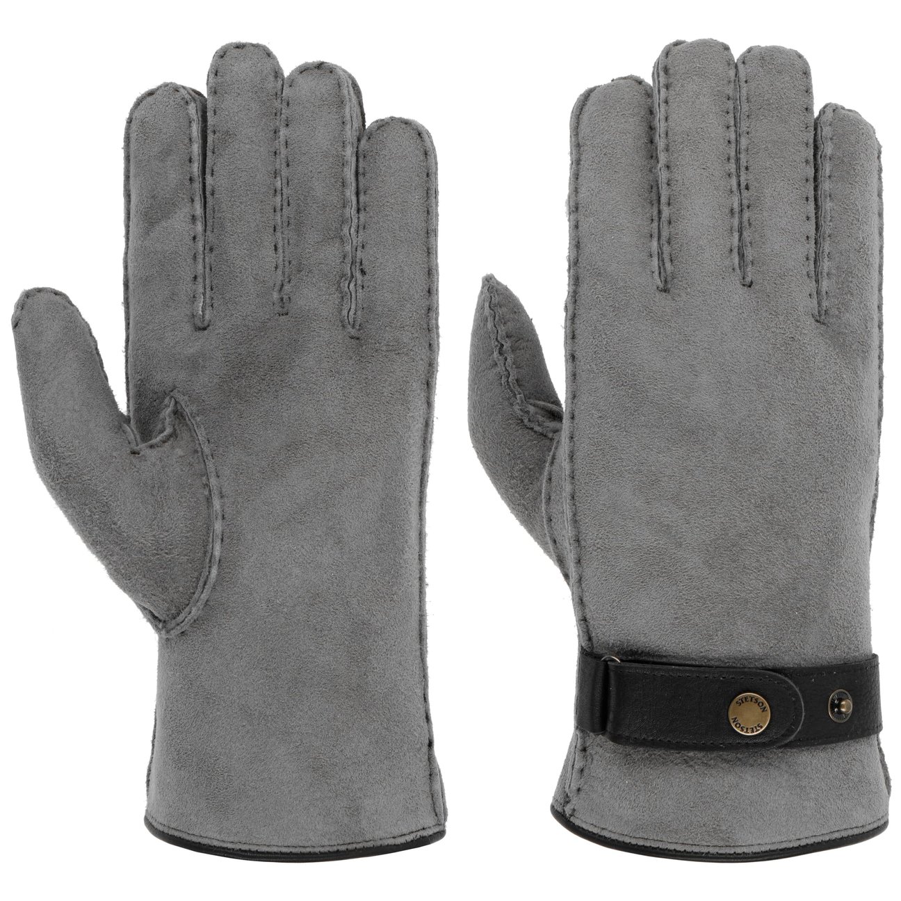 Stetson Men's Grey Deerskin Lambswool Gloves By
