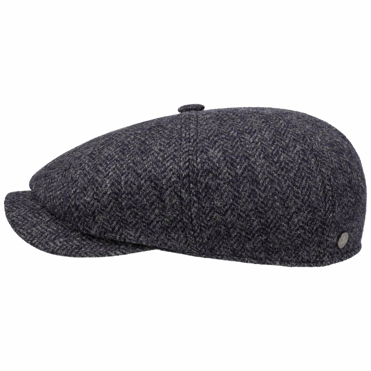 Lierys Men's Anthracite Carlsen Wool Herringbone Flat Cap By