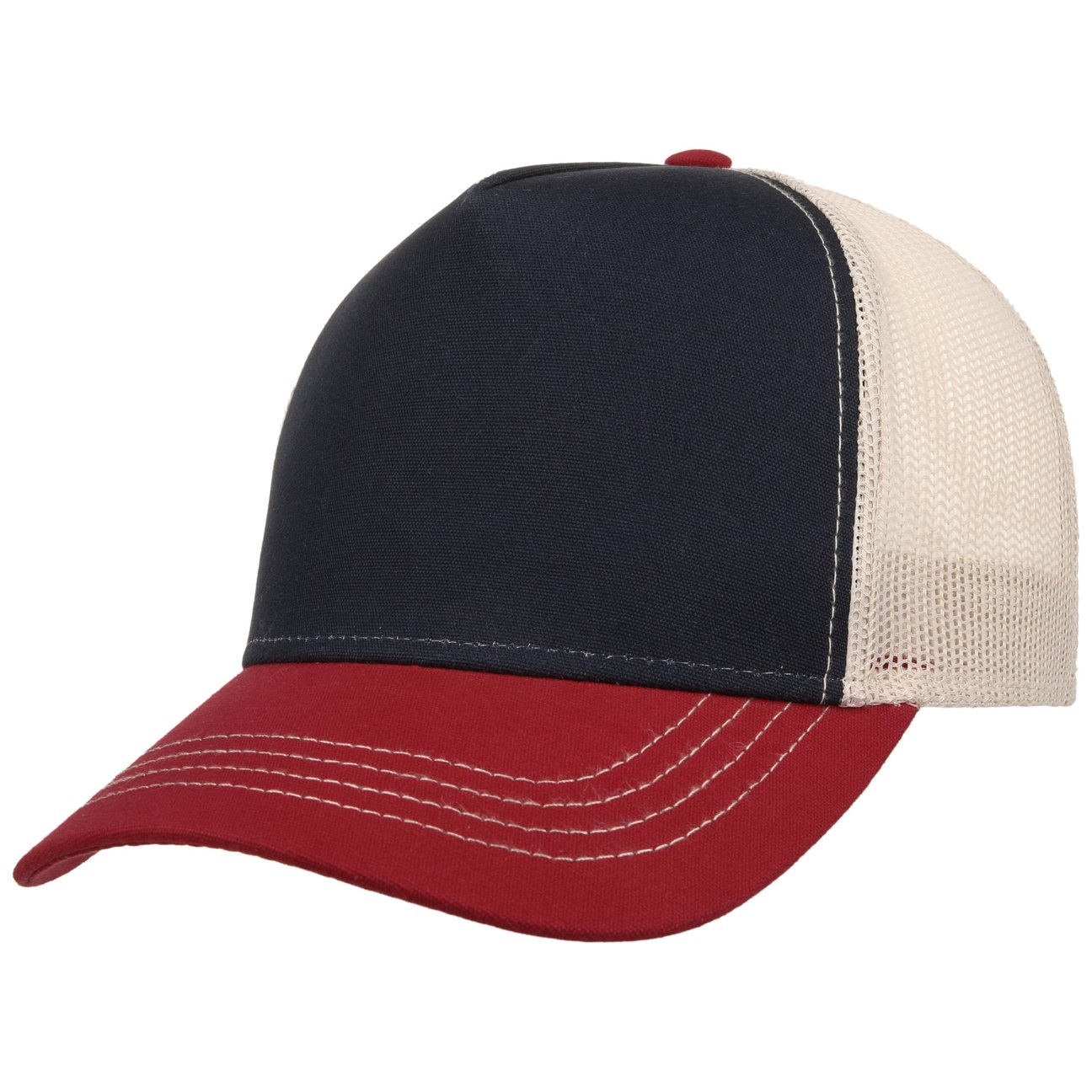 Hatshopping.co.uk Women's Blue-Red Rapper Canvas Trucker Cap