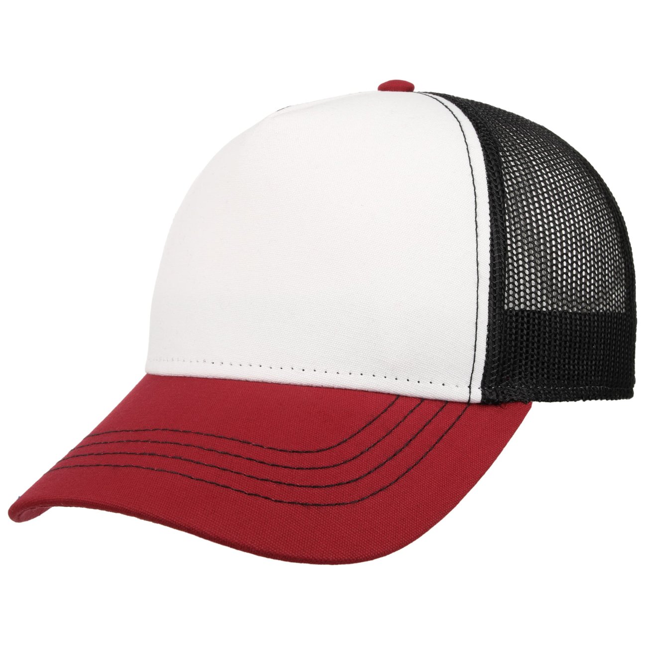 Hatshopping.co.uk Women's White-Red Rapper Canvas Trucker Cap