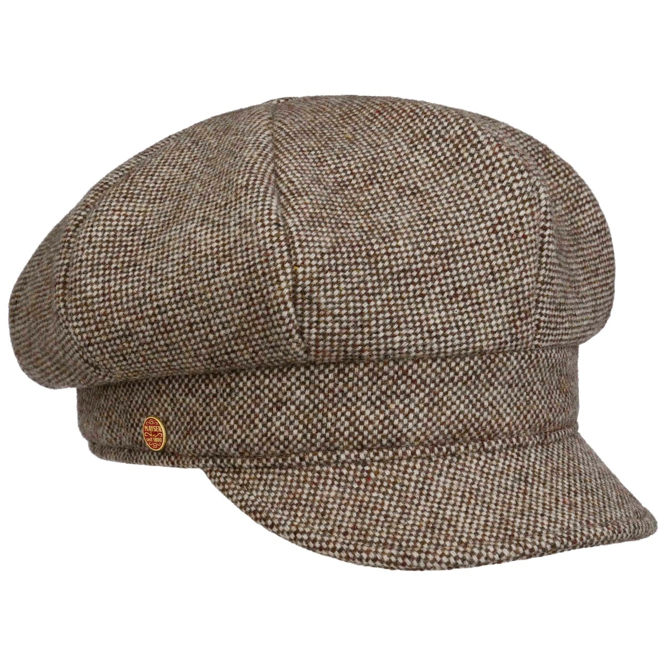 Mayser Girls Beige Coco Tweed Newsboy Cap By