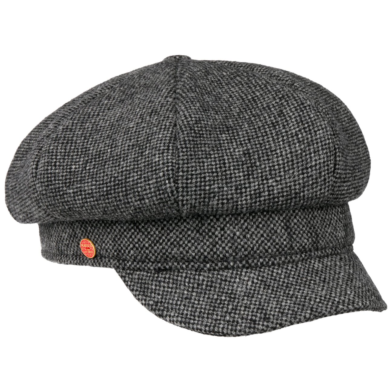 Mayser Girls Black Coco Tweed Newsboy Cap By