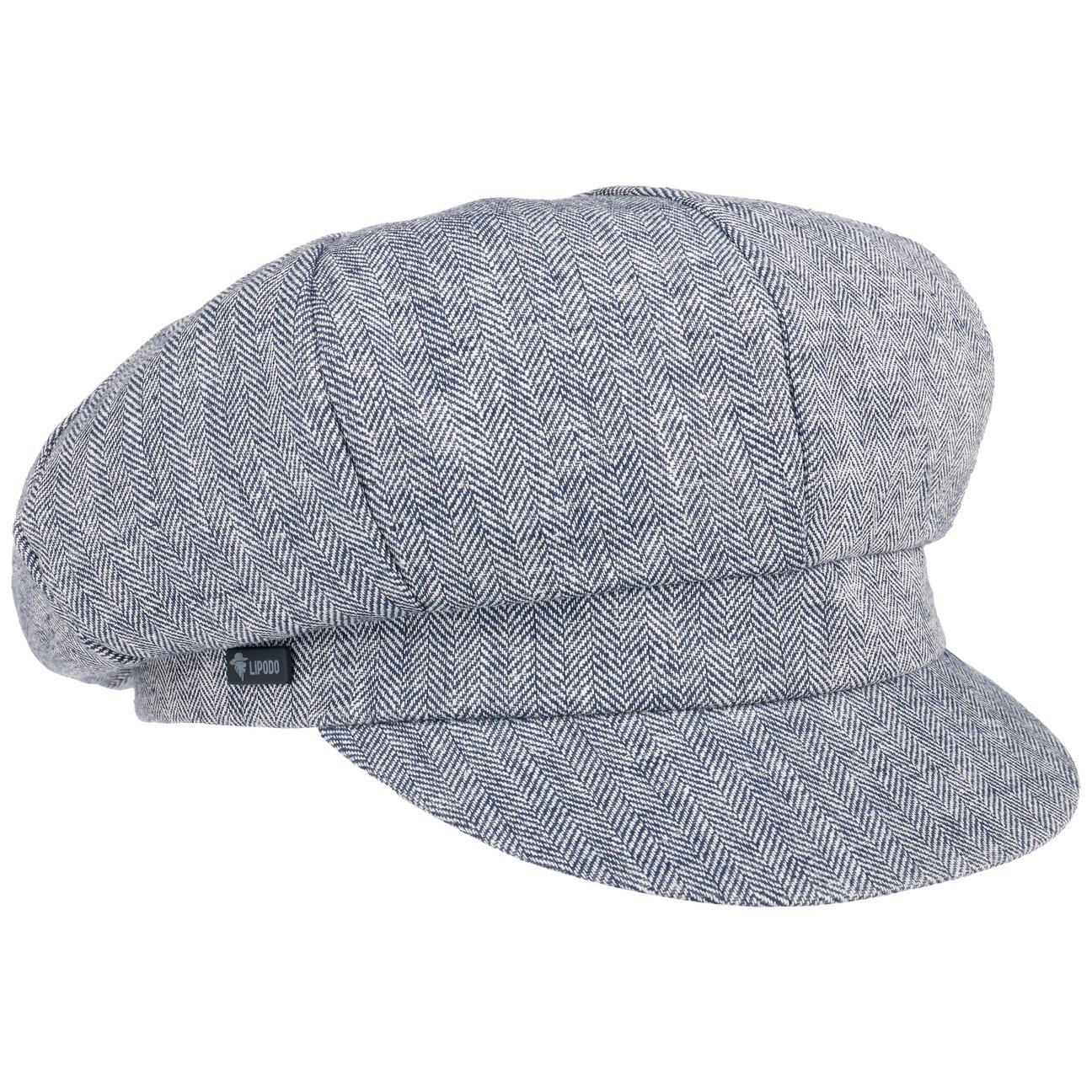 Lipodo Unisex Kids Blue Herringbone Newsboy Cap By