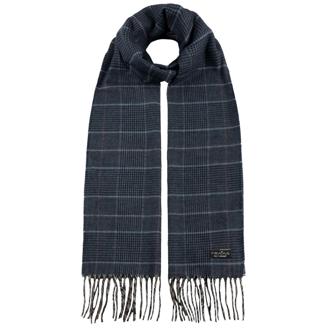 Fraas Men's Blue Torsten Cashmink Checked Scarf By