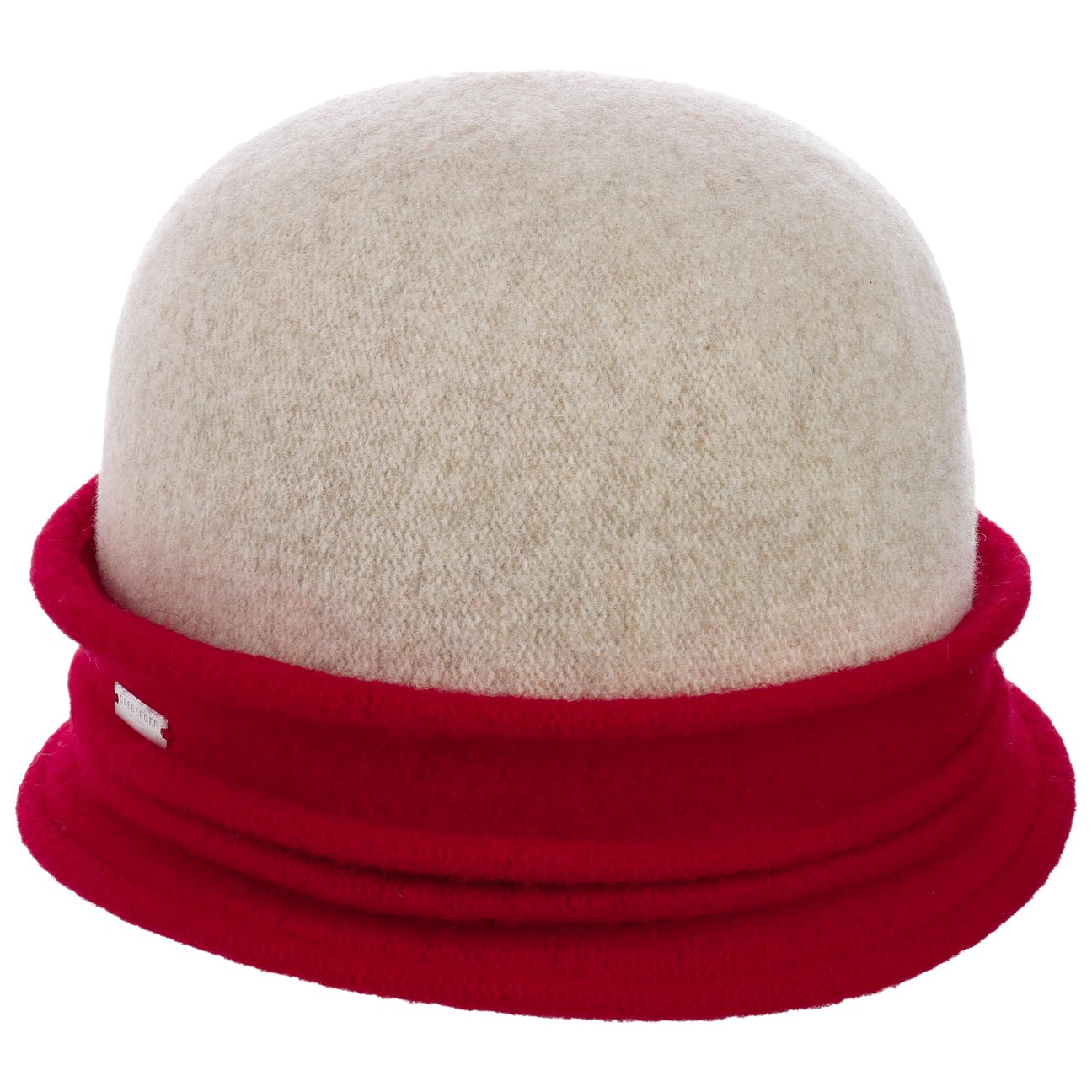 Seeberger Women's Red Twotone Woolmark Cloche Hat By