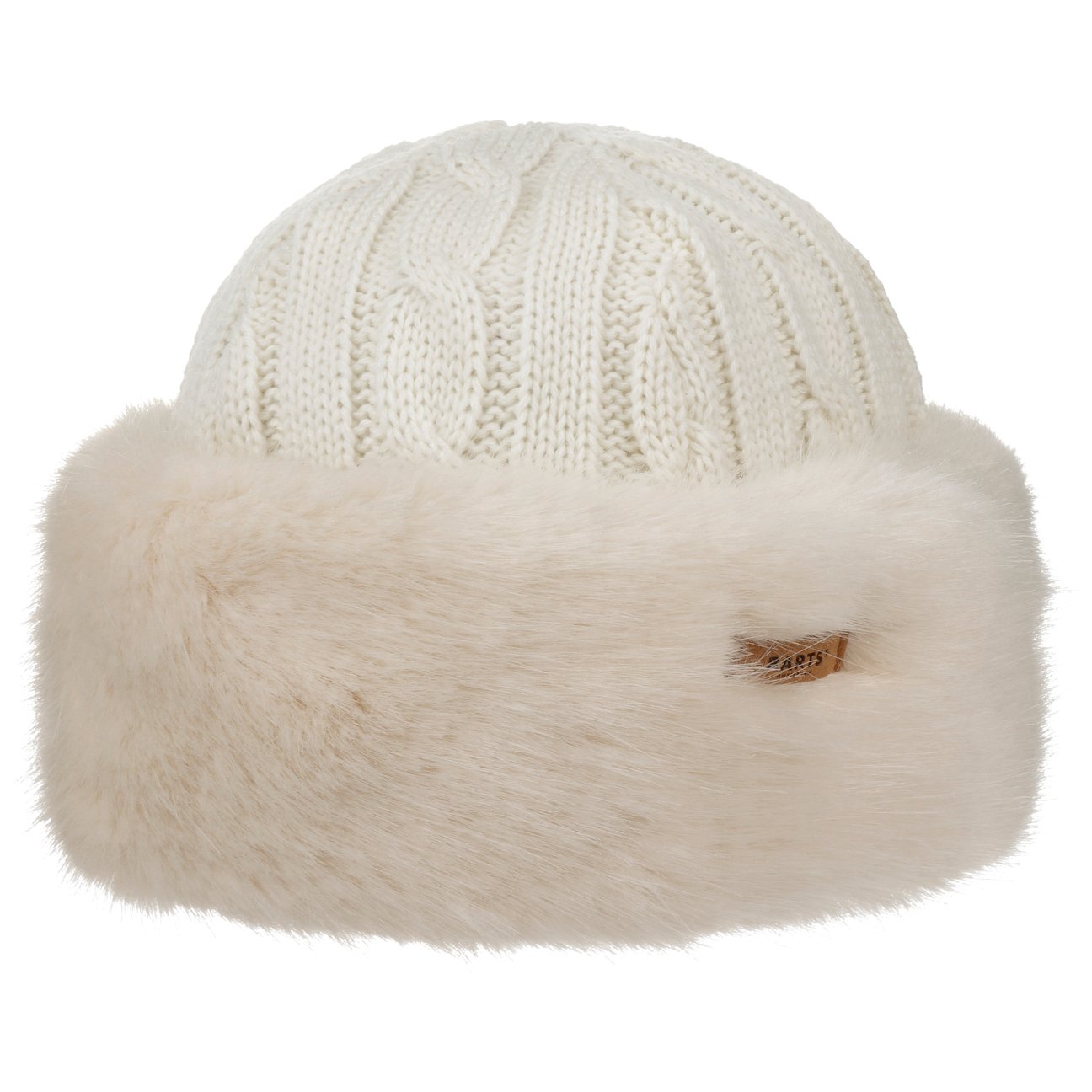 Barts Women's White Cable Knit Faux Fur Beanie By
