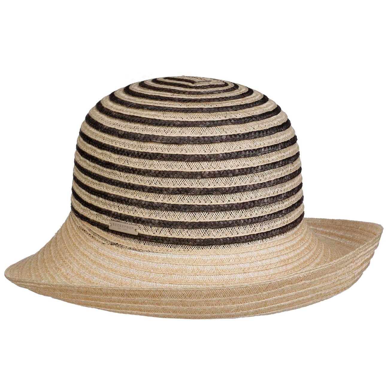 Seeberger Women's Nature-Grey Levia Braided Hat With Upward Brim By