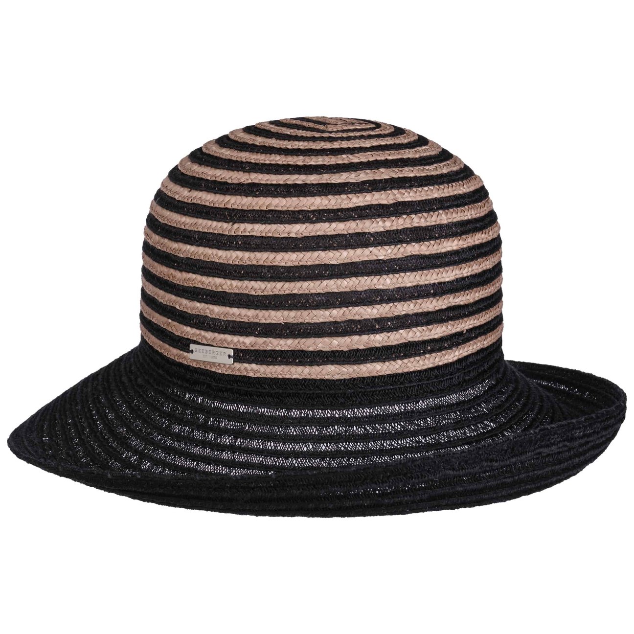 Seeberger Women's Black Levia Braided Hat With Upward Brim By