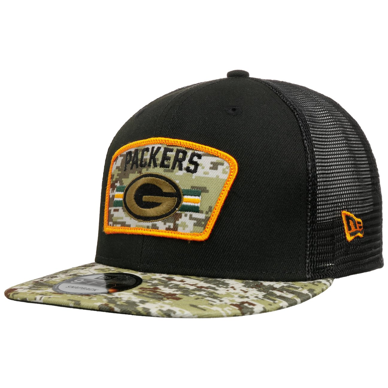 New Era Men's Black 9Fifty Salute To Service Packers Cap By