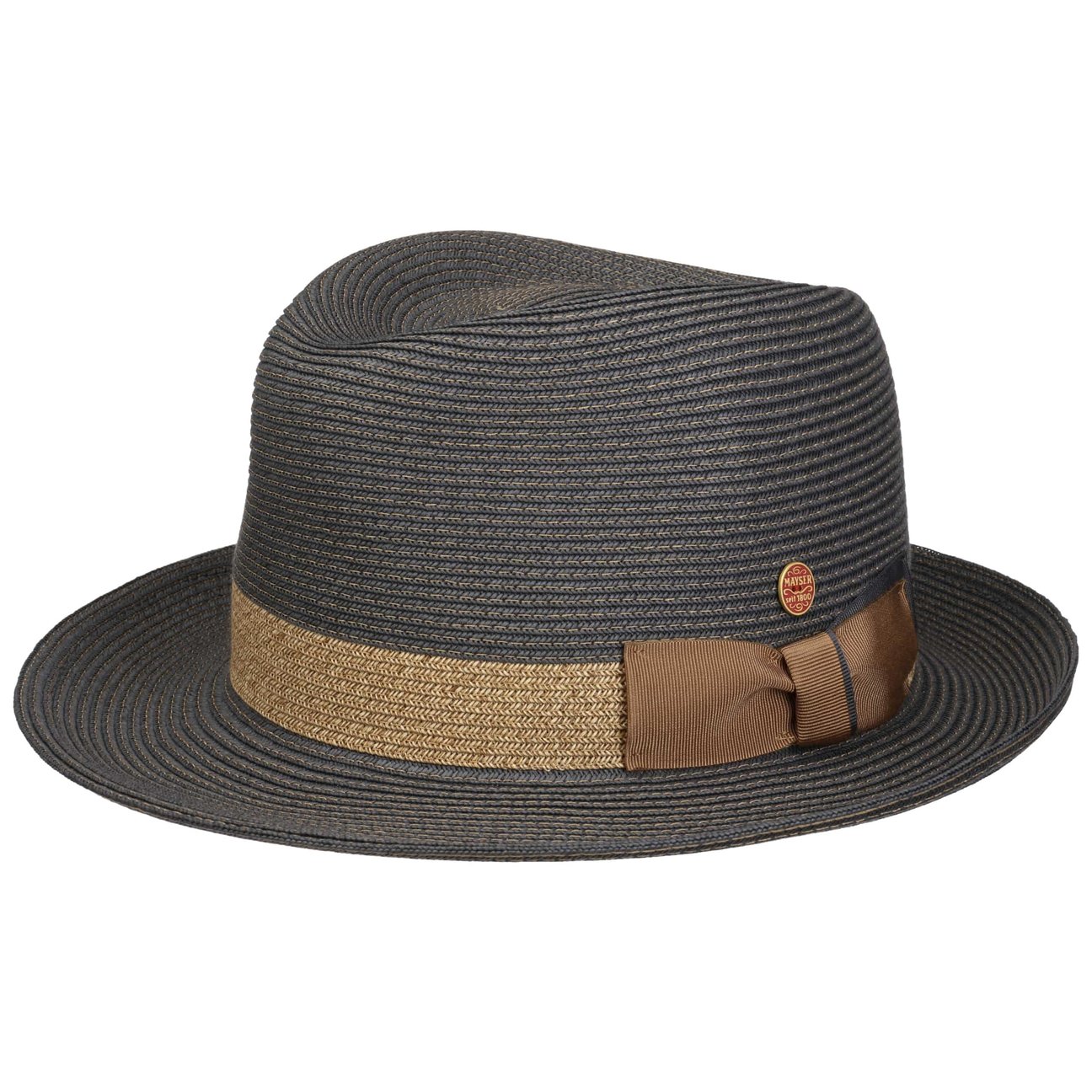 Mayser Grey-Beige Samuel Livorno Fedora Straw Hat By