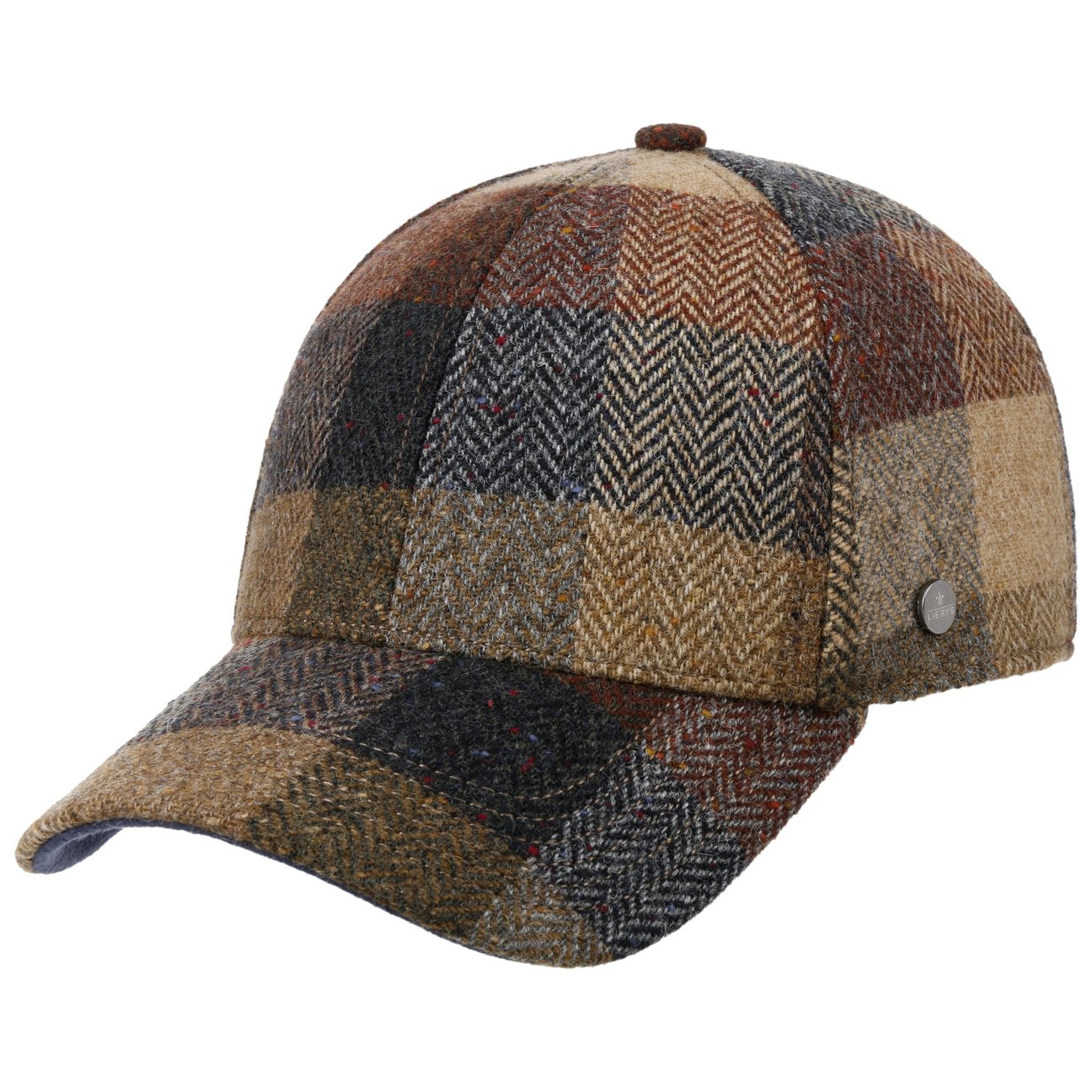 Lierys Men's Brown Herringbone Check Cap By