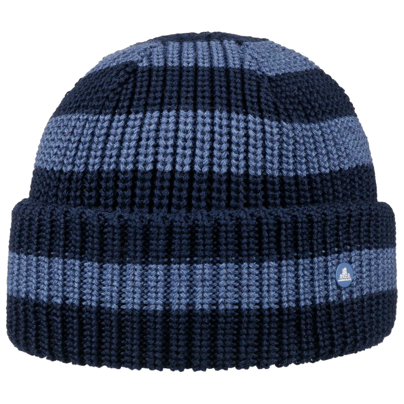 Hammaburg Women's Blue Twotone Stripes Beanie Hat By