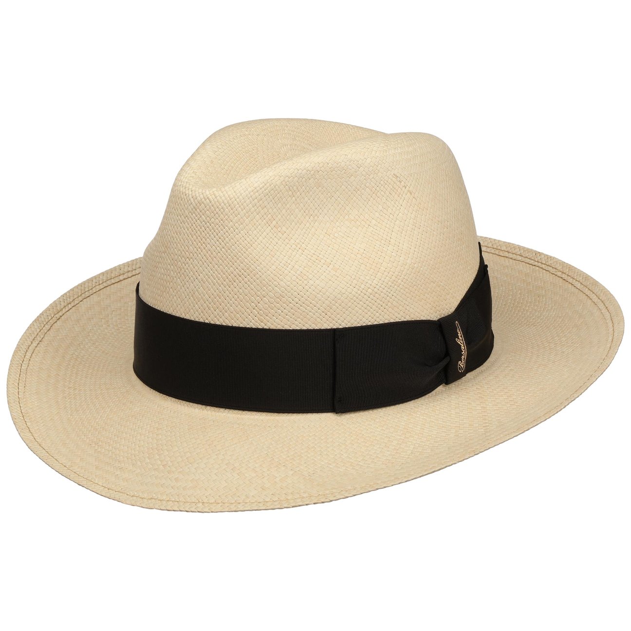 Borsalino Men's Nature-Black Big Brim Fedora Straw Hat By