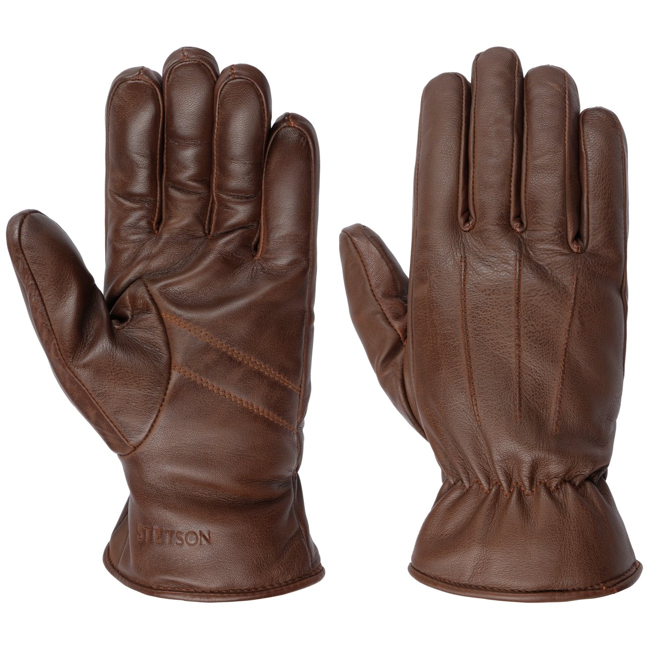 Stetson Brown Classic Sheepskin Leather Gloves By