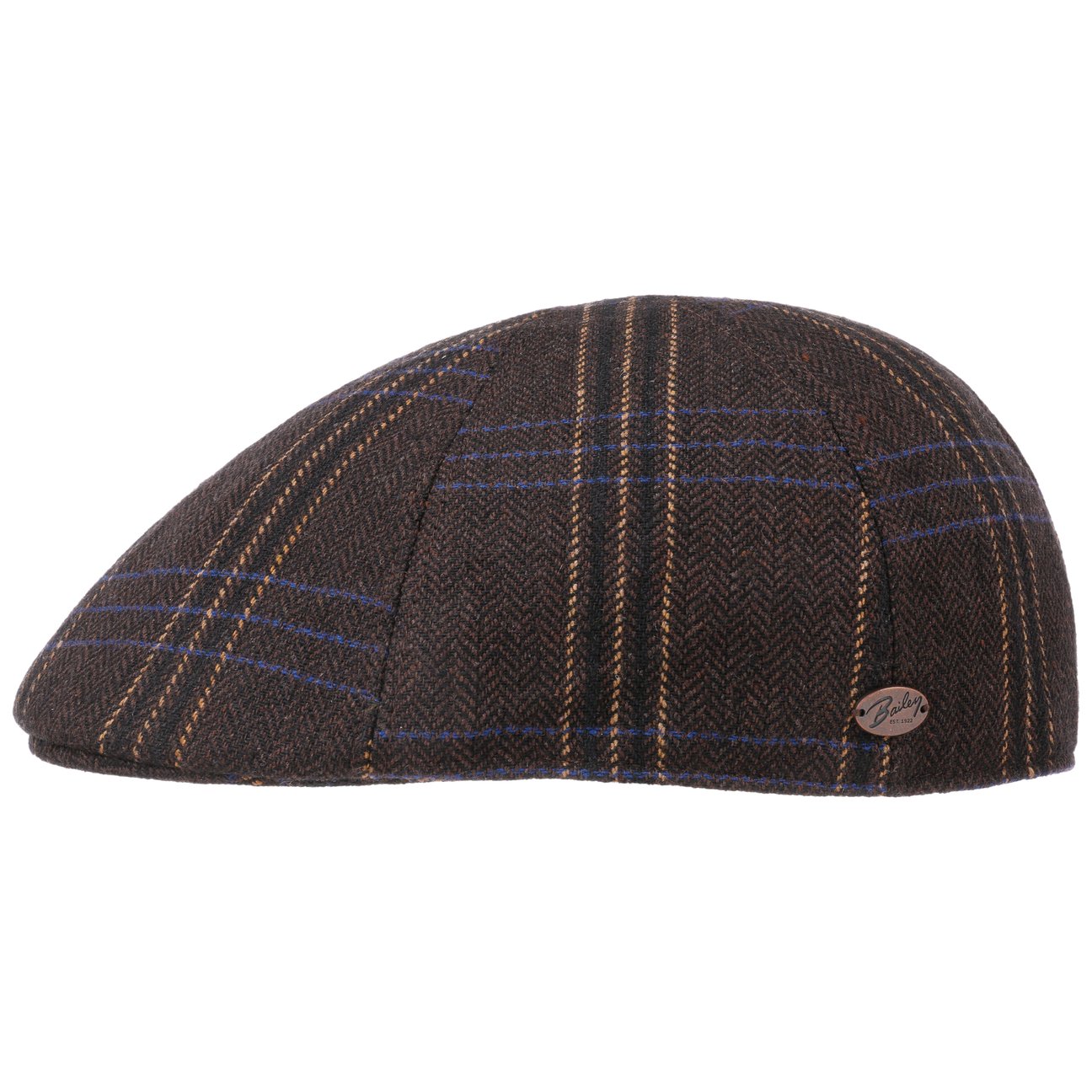 Bailey 1922 Men's Dark Brown Tressy Check Flat Cap By