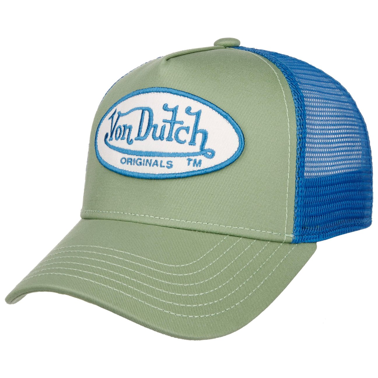 Von Dutch Men's Green-Blue Boston Oval Patch Trucker Cap By
