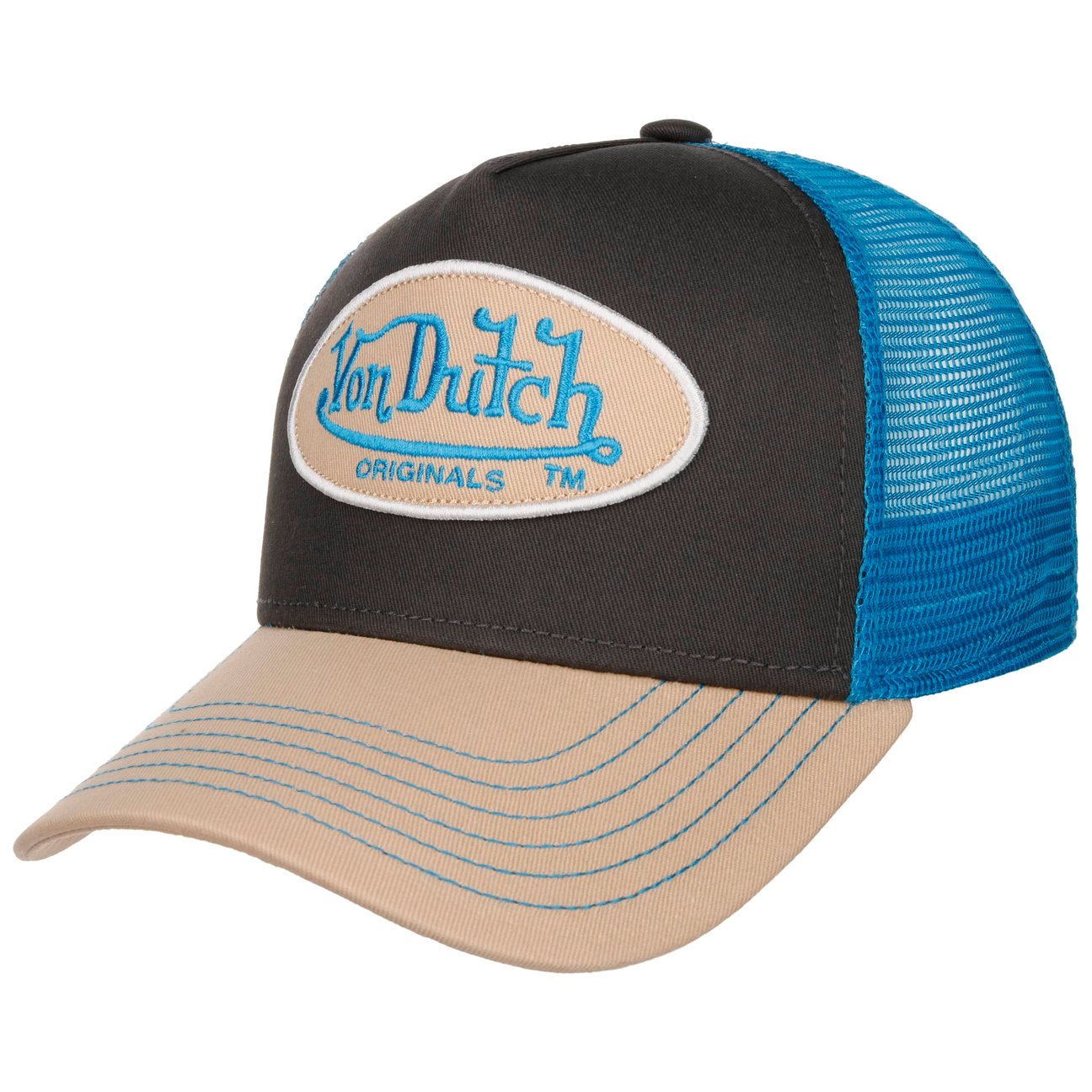 Von Dutch Men's Navy-Brown Boston Oval Patch Trucker Cap By